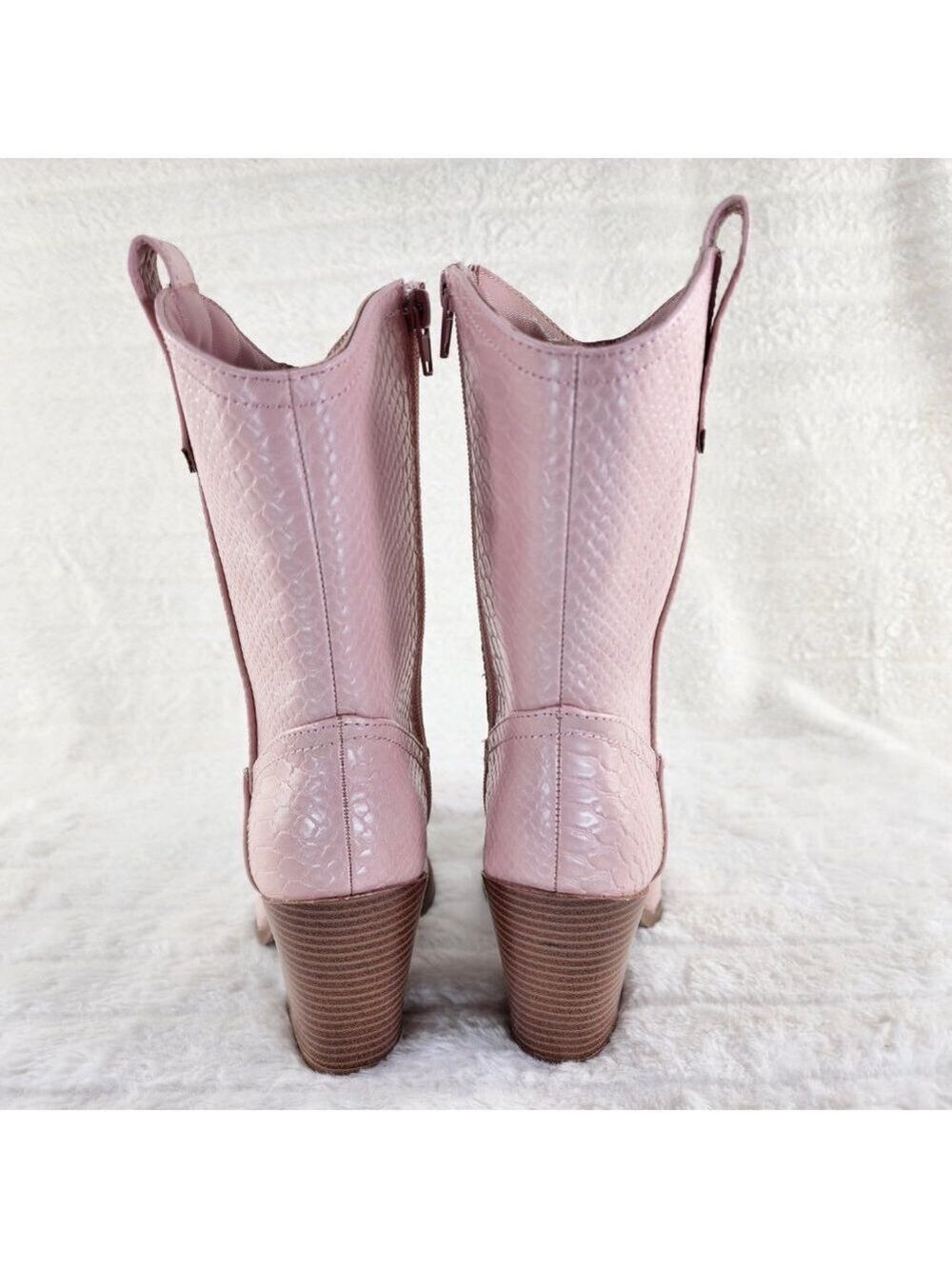 Dusty Pink Western Cowgirl Cow Boy Ankle Boots Slayer - Picture 9 of 10